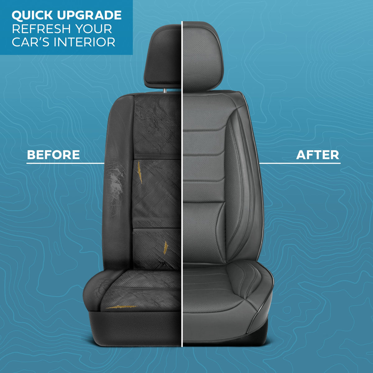 MotorBox Elite Edition Faux Leather Seat Covers for Cars, Trucks, & SUV - 2 Gray Car Seat Covers for Front Seats - Universal Fit Car Accessories