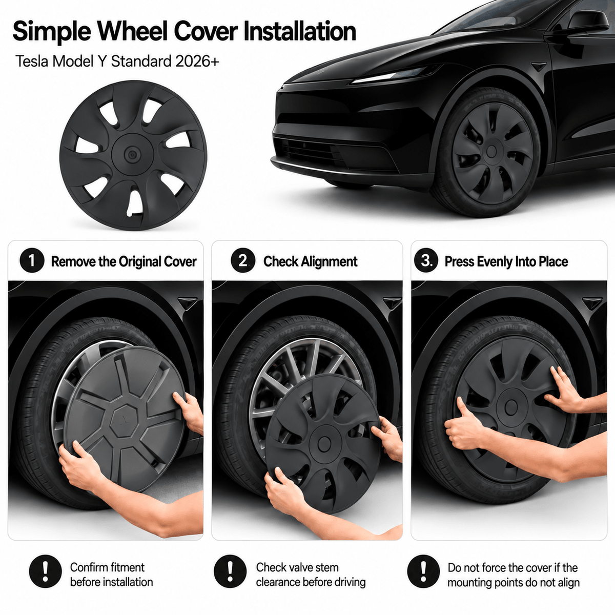TESERY 18″ Cyclone Wheel Covers for Tesla Model Y Standard 2026+ (4PCS)