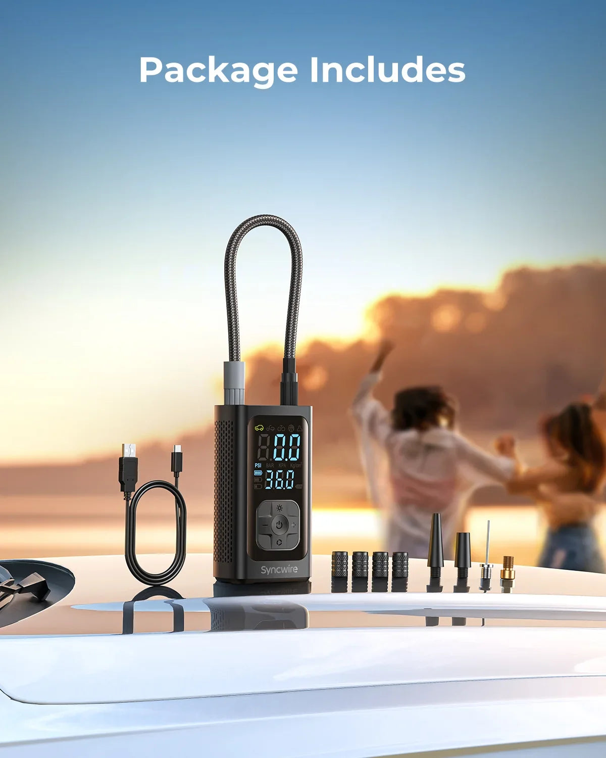 Syncwire 190 Quite Tire Inflator Portable Air Compressor For Car