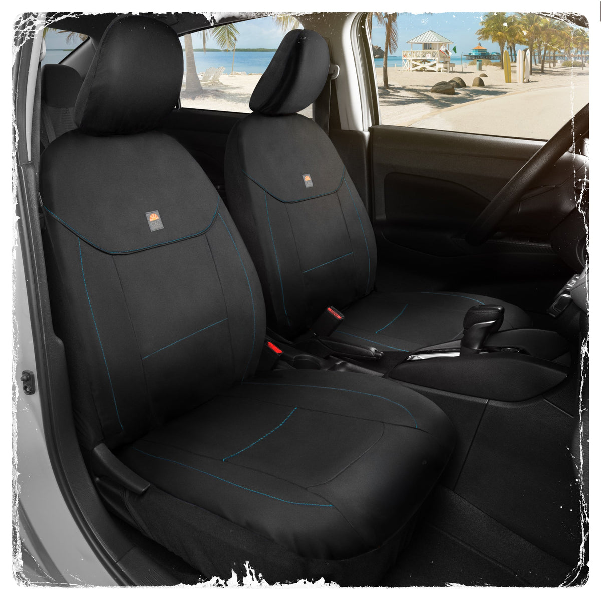 C&C Napa Leatherette 2 Front Seat Covers - Faux Leather Car Seat Protectors for Cars & Trucks - UV-Resistant, Easy to Clean, Semi-Universal Fit