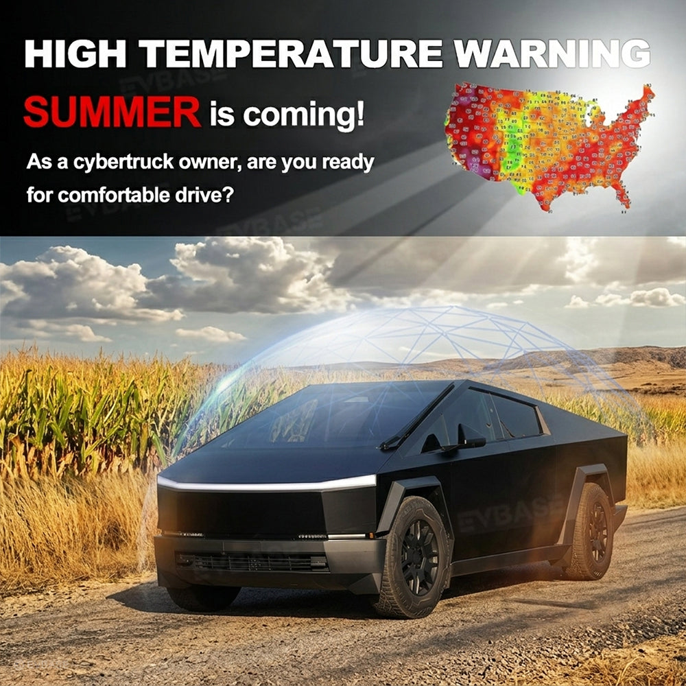 EVBASE Cybertruck Sunshade Retractable Glass Roof Sunshade with Roll Fabric Style Heat Insulation UV Protection