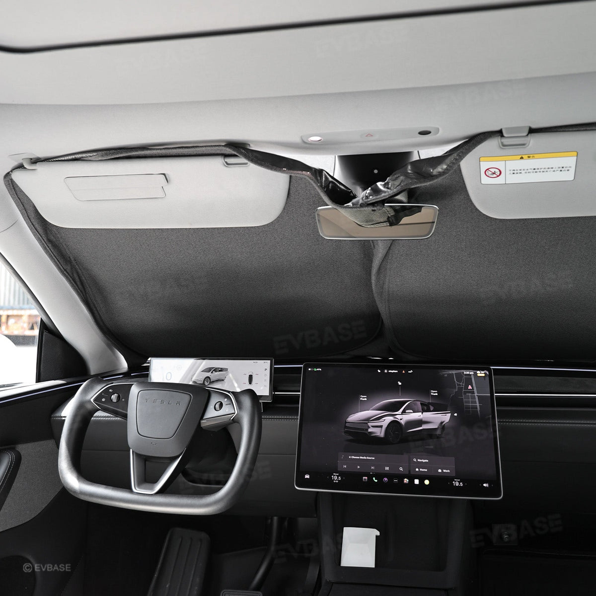 EVBASE Model Y Juniper Front and Rear Windshield Shade Side Window Sunshade Foldable Sun Visor