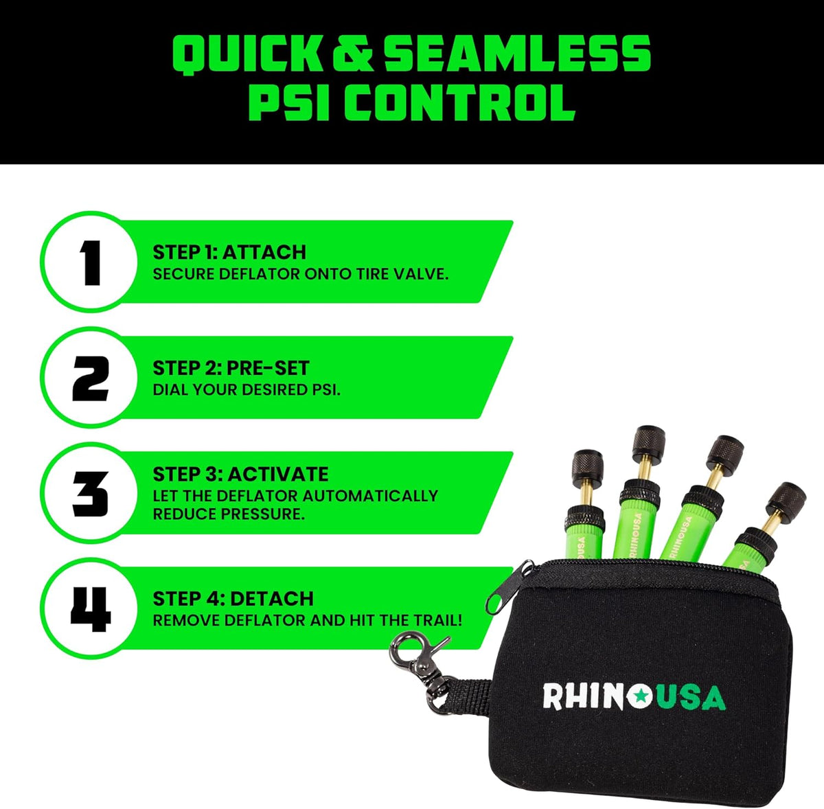 Rhino USA 10-30 PSI Adjustable Tire Deflator Kit