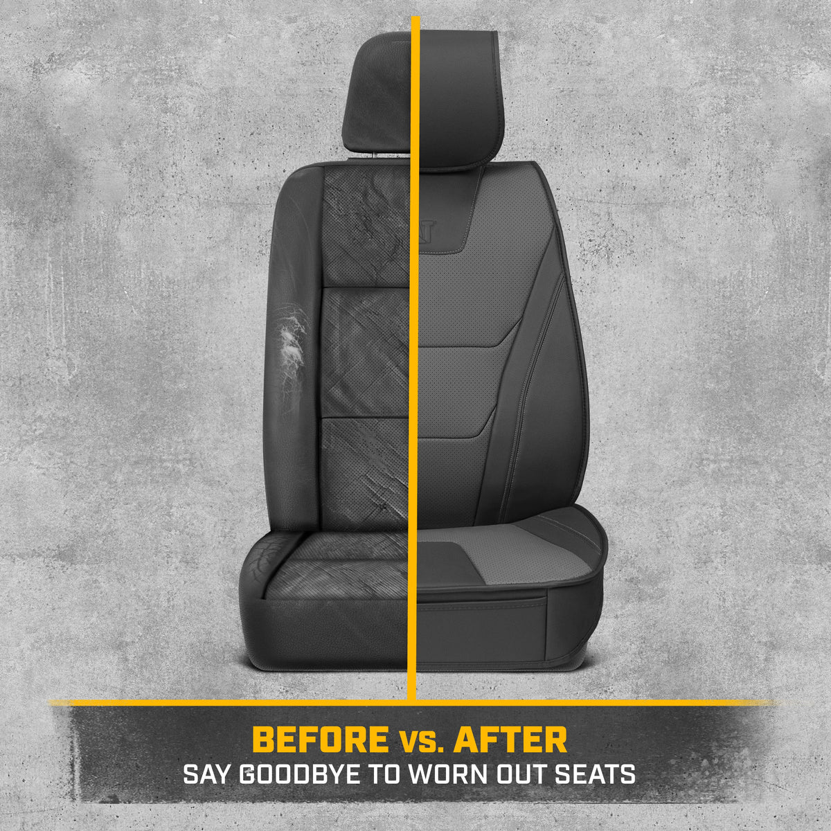 CAT® Edge Deluxe Car Seat Covers for Front Seats - Premium Two-Tone Faux Leather Seat Covers for Cars with Universal Fit, Rugged Automotive Seat