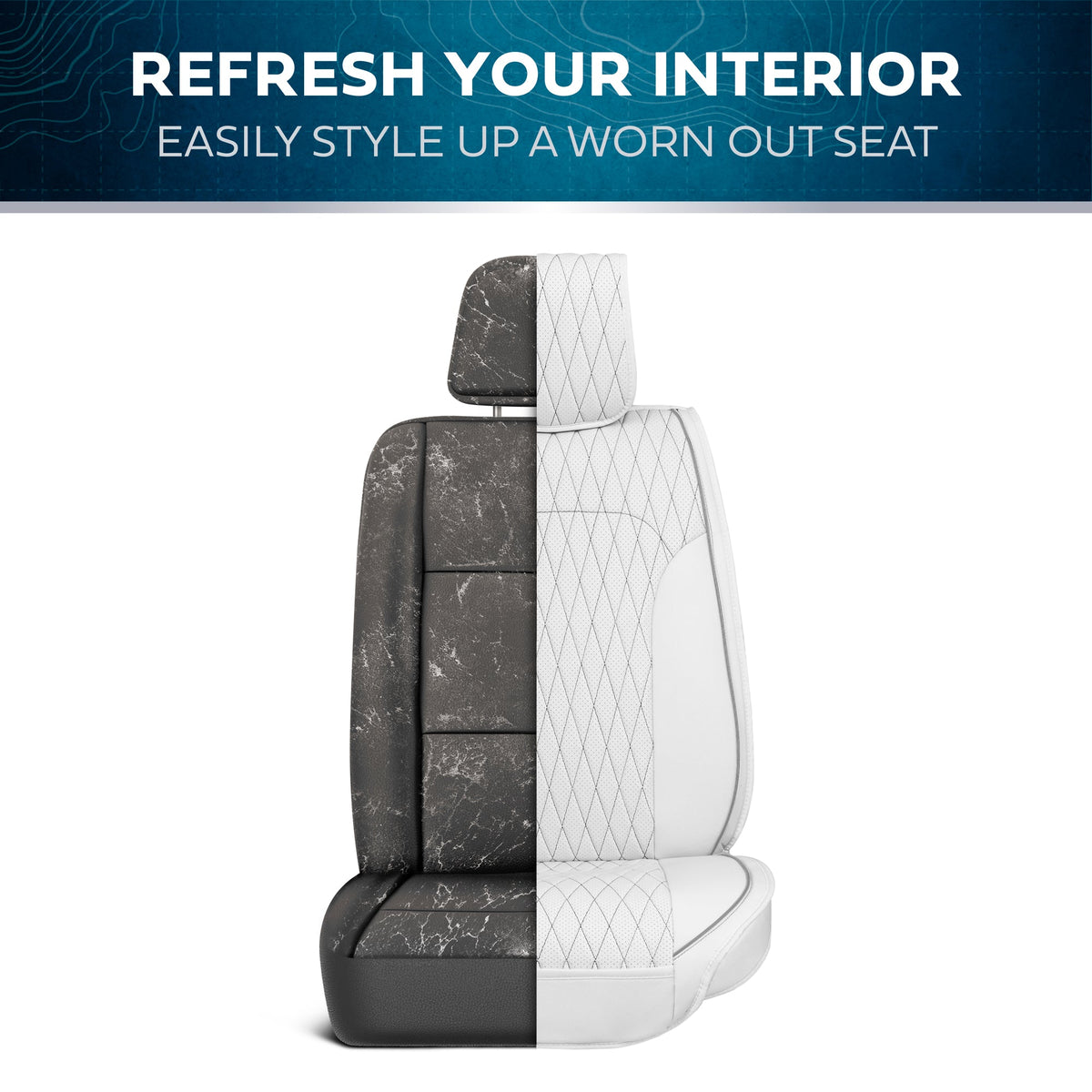 Car Seat Covers - DiamondLux Edition Premium Faux Leather Seat Protectors - Double Cross Stitched Cushioned Automotive Accessories for Trucks
