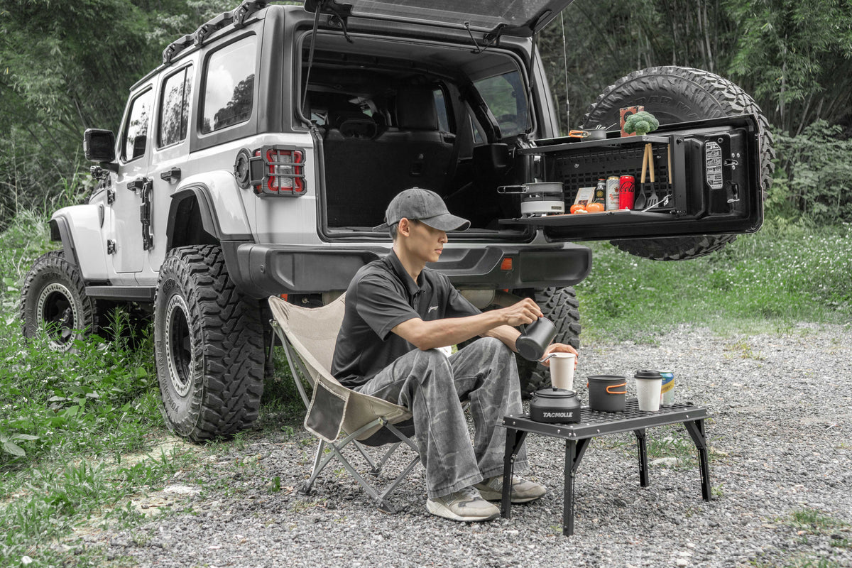 TACMOLLE Tailgate Storage Box with Concealed Table for Jeep Wrangler JK JL 2007–2025