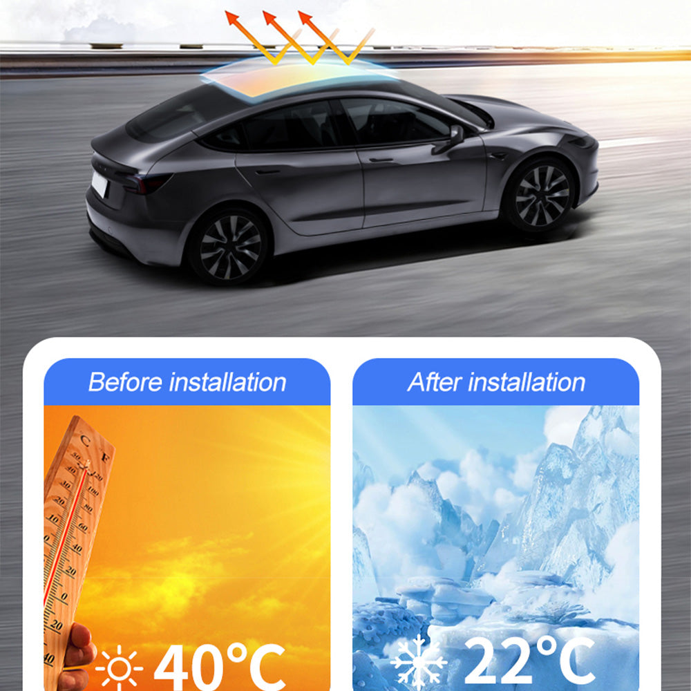 Yeslak Electric Retractable Sunshade Glass Roof with Voice Control for Tesla Model Y Juniper