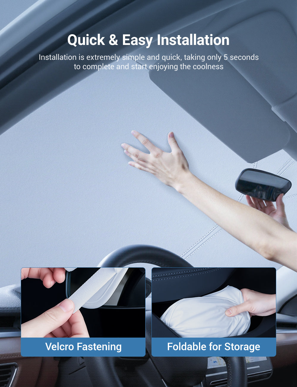 TESERY Graphene Front Windshield Sunshade for Model 3 Highland / Model Y Juniper