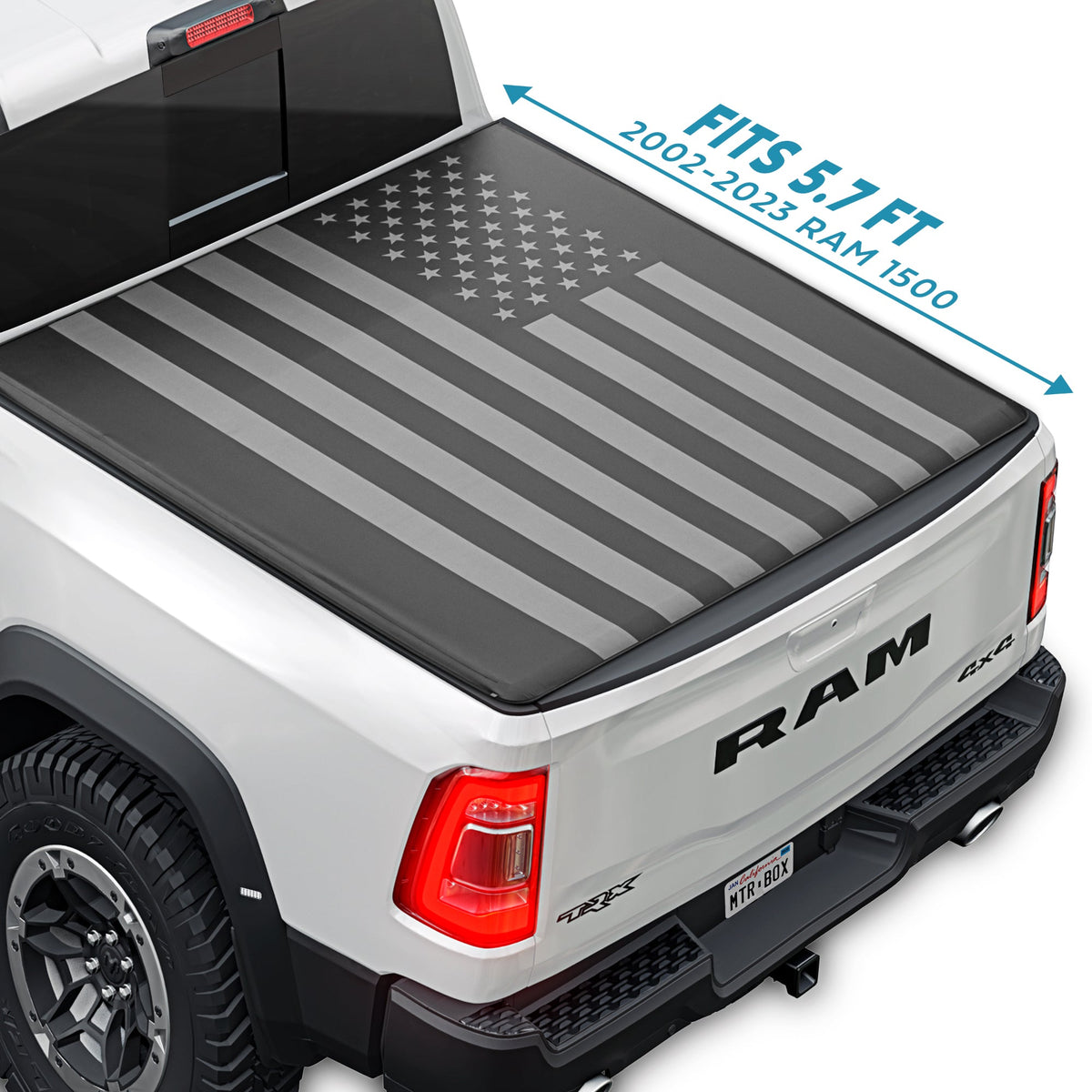 MotorBox Soft Tri-Fold Truck Tonneau Cover for Ram 1500 (2009-2024) / Ram 2500 & 3500 (2009-2024) with 5.7 ft Bed, All-Weather Folding Truck Bed