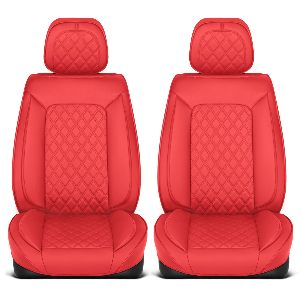 MotorBox Elite Edition Faux Leather Seat Covers for Cars, Trucks, & SUV - 2 Red Car Seat Covers for Front Seats - Universal Fit Car Accessories