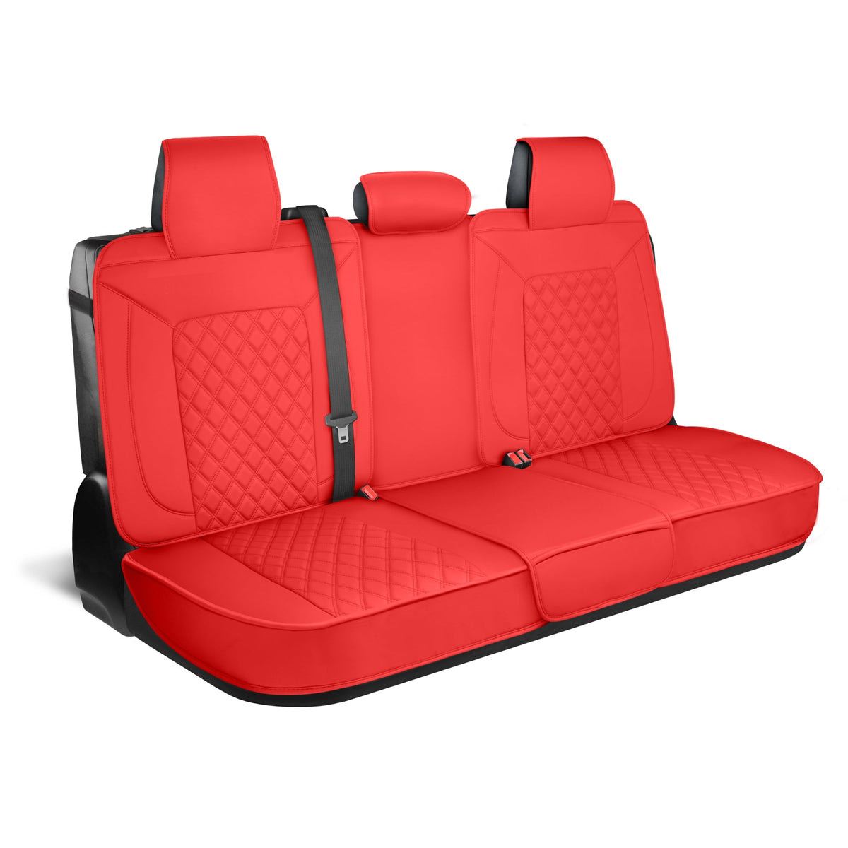MotorBox Premium Napa Leather Rear Seat Cover – Semi Universal Fit for Most Cars, Truck & SUV – Red Back Seat Protector – Anti-Slip, Durable