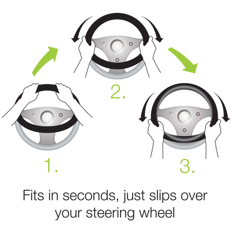 BDK Sporty Faux Leather Soft Grip Steering Wheel Cover (Fits 14.5" - 15.5")