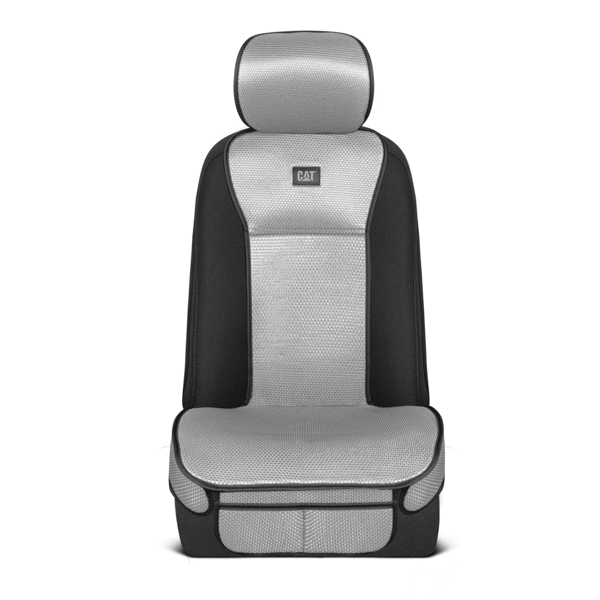 Caterpillar AeroMesh Gray Seat Covers for Trucks, Car, & SUV - (2) Front Truck Seat Cover Protector - Breathable Mesh Universal Fit Car Seat