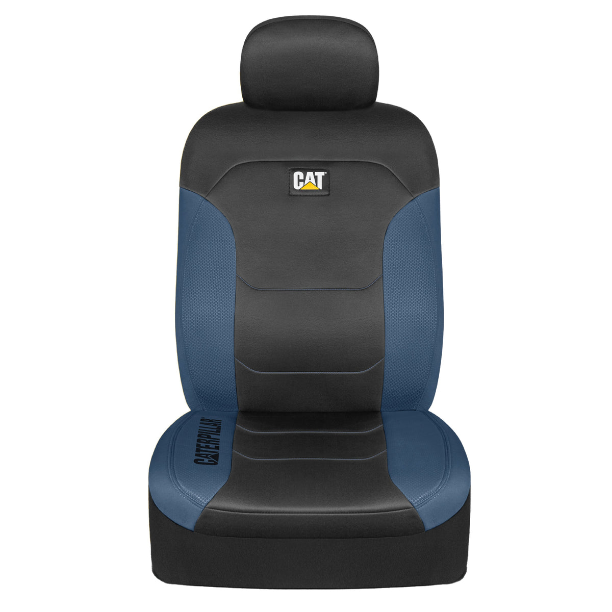 CAT FlexFit Black Blue Seat Covers for Cars, Trucks, & SUV - (2) Front Car Seat Cover Front Seat Protectors - Airbag Compatible Seat Covers for