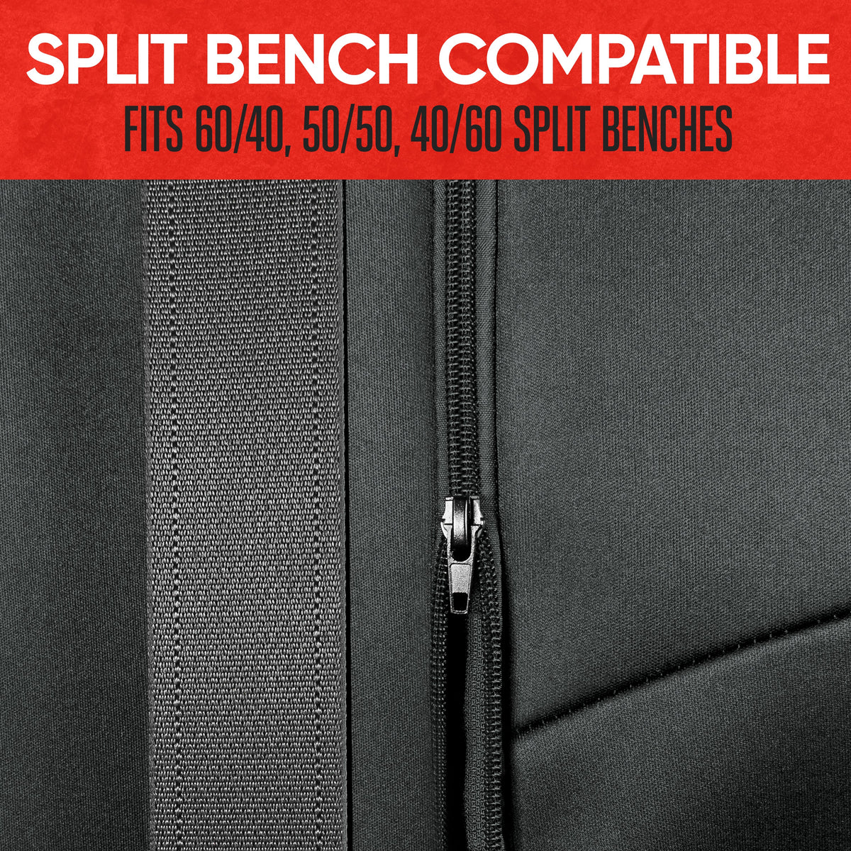 Motor Trend SpillGuard Waterproof Rear Bench Car Seat Cover, All Charcoal Stitching – Split Bench Rear Seat Protector with Neoprene Padding, Back