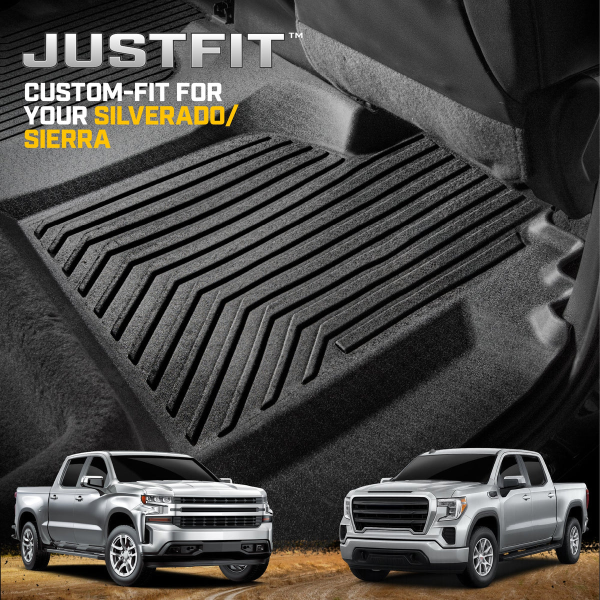 CAT® JustFit™ 3D Custom Fit Bench Floor Mat for 2019-2026 Chevrolet Silverado 1500/GMC Sierra 1500 & 2020-2026 Chevy Silverado/GMC Sierra