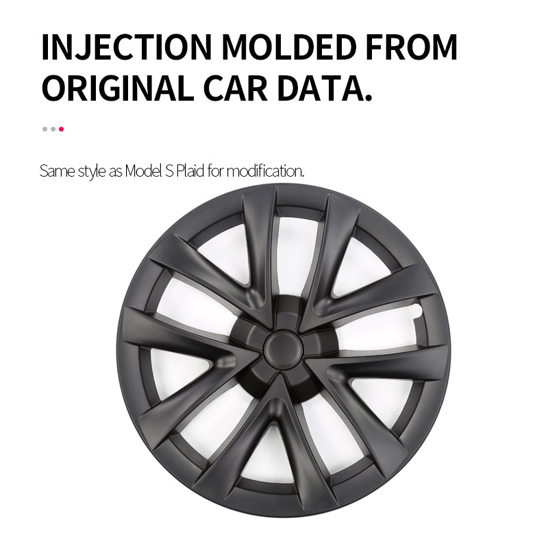 EVBASE Model 3 Highland Arachnid Wheel Cover 18 inch Sport Model S Plaid Version Wheel Cap 4PCS Matte