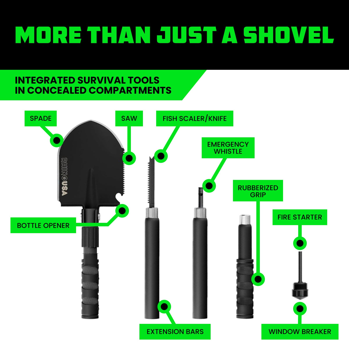 Rhino USA Ultimate Survival Shovel