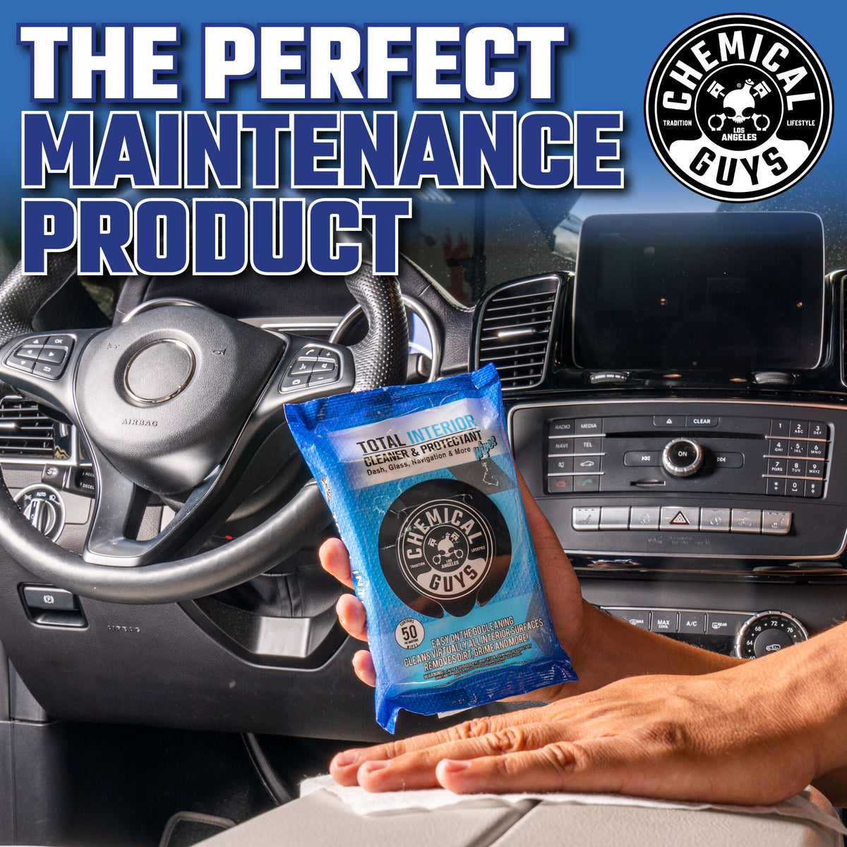 Chemical Guys Total Interior Cleaner & Protectant Car Cleaning Wipes