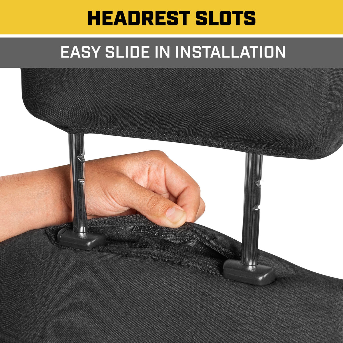 CAT Black & Gray Car Seat Covers Full Set – Front Seat Covers & Rear Bench Seat Cover – Airbag Compatible, 60/40 Split Bench for Trucks, Cars &