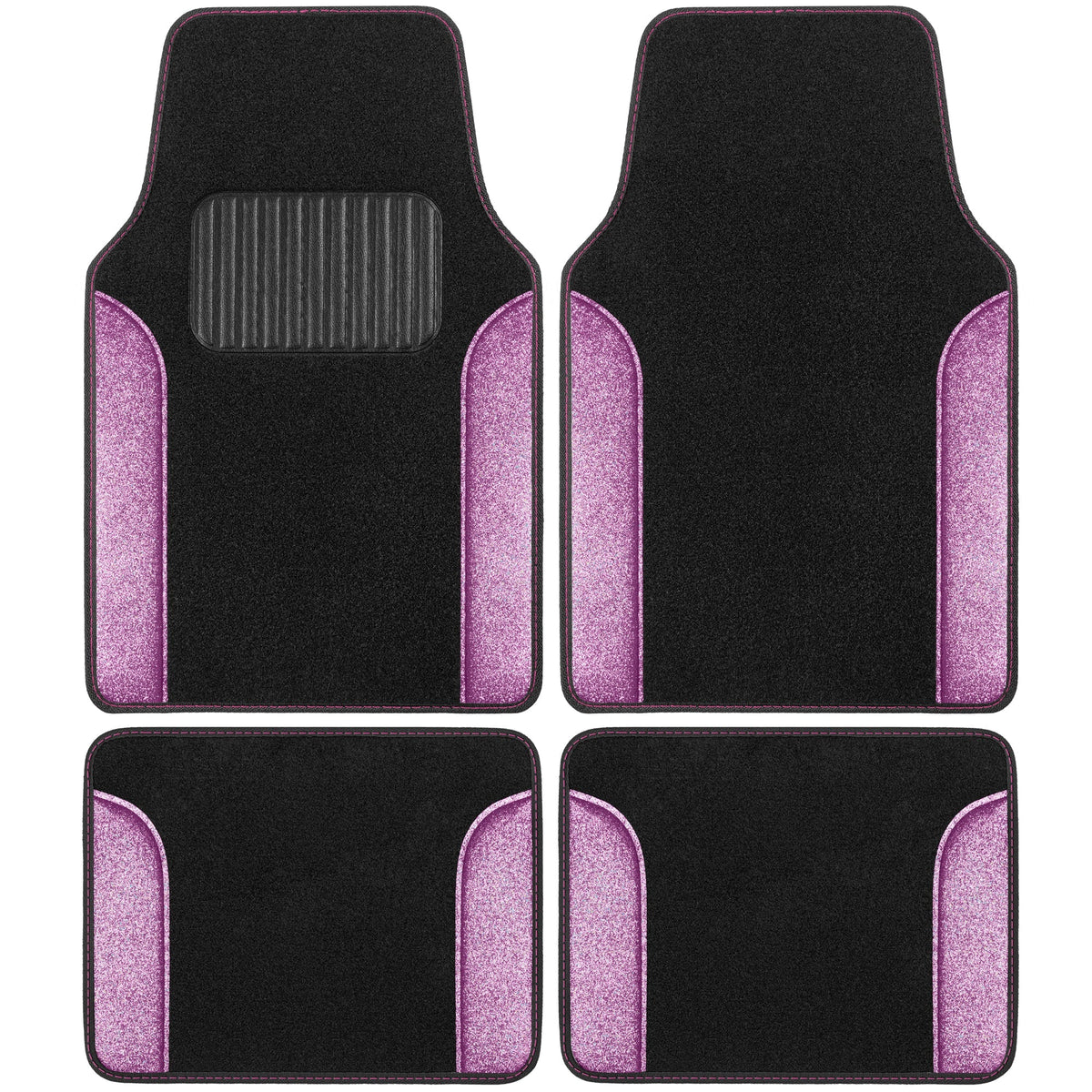 Carbella 4-Piece Sparkle Glitter Front Floor Mats and Rear Floor Mats