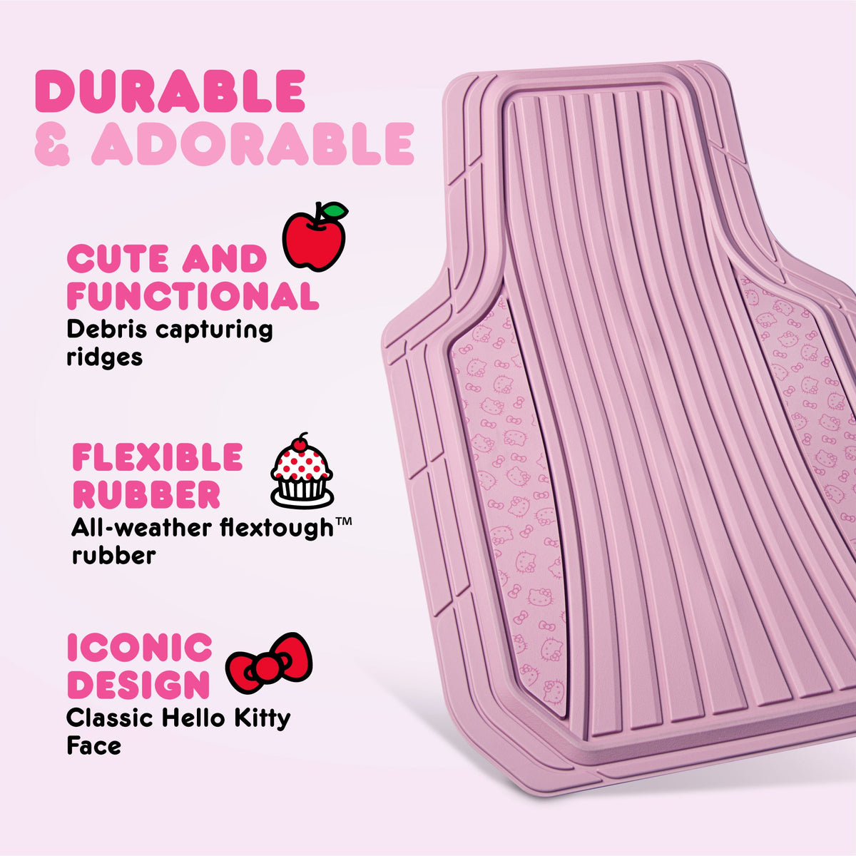 Hello Kitty Car Mats 4pc Floor Mats for Cars Trucks SUVs Pink Car Floor Mats for Women Men Accessories Rubber Heavy Duty Cute Non-Slip Always