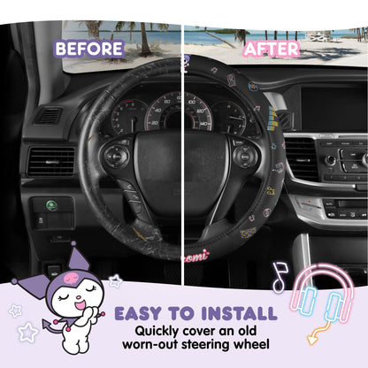 Carbella Sanrio Kuromi Neon Party Steering Wheel Cover (Fits 14.5" - 15.5")