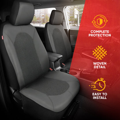 Motor Trend Charcoal Gray Car Seat Covers Set - 2 Front Seats – Spill-Proof Neoprene CarSeat Cover Protector for Cars – Automotive Interior Car