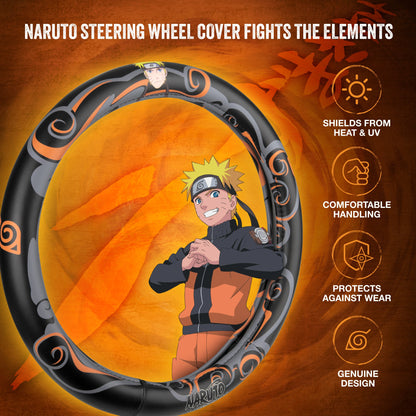 Naruto Shippuden Car Steering Wheel Cover, 15 Inch Anime Steering Wheel Cover, Cushioned Soft Comfortable Cover Anime Car Accessories for Men