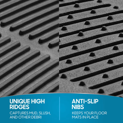 BDK 4-Piece Cushioned Grip Pad Front Floor Mats and Rear Floor Mats - Heavy Duty, All Weather, Trim to Fit
