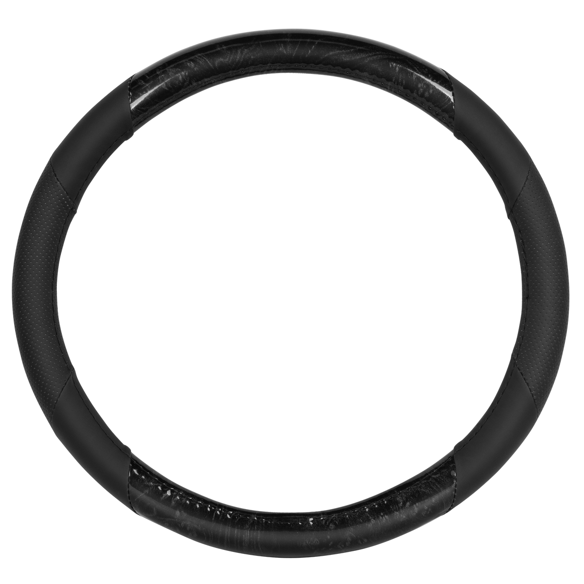 BDK Burlwood Pattern and Leatherette Sport Grip Steering Wheel Cover (Fits 14.5" - 15.5")