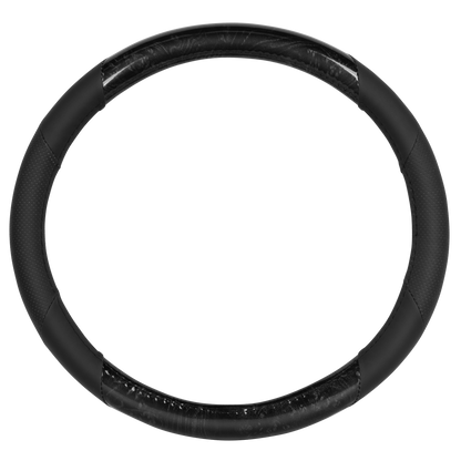 BDK Burlwood Pattern and Leatherette Sport Grip Steering Wheel Cover (Fits 14.5" - 15.5")