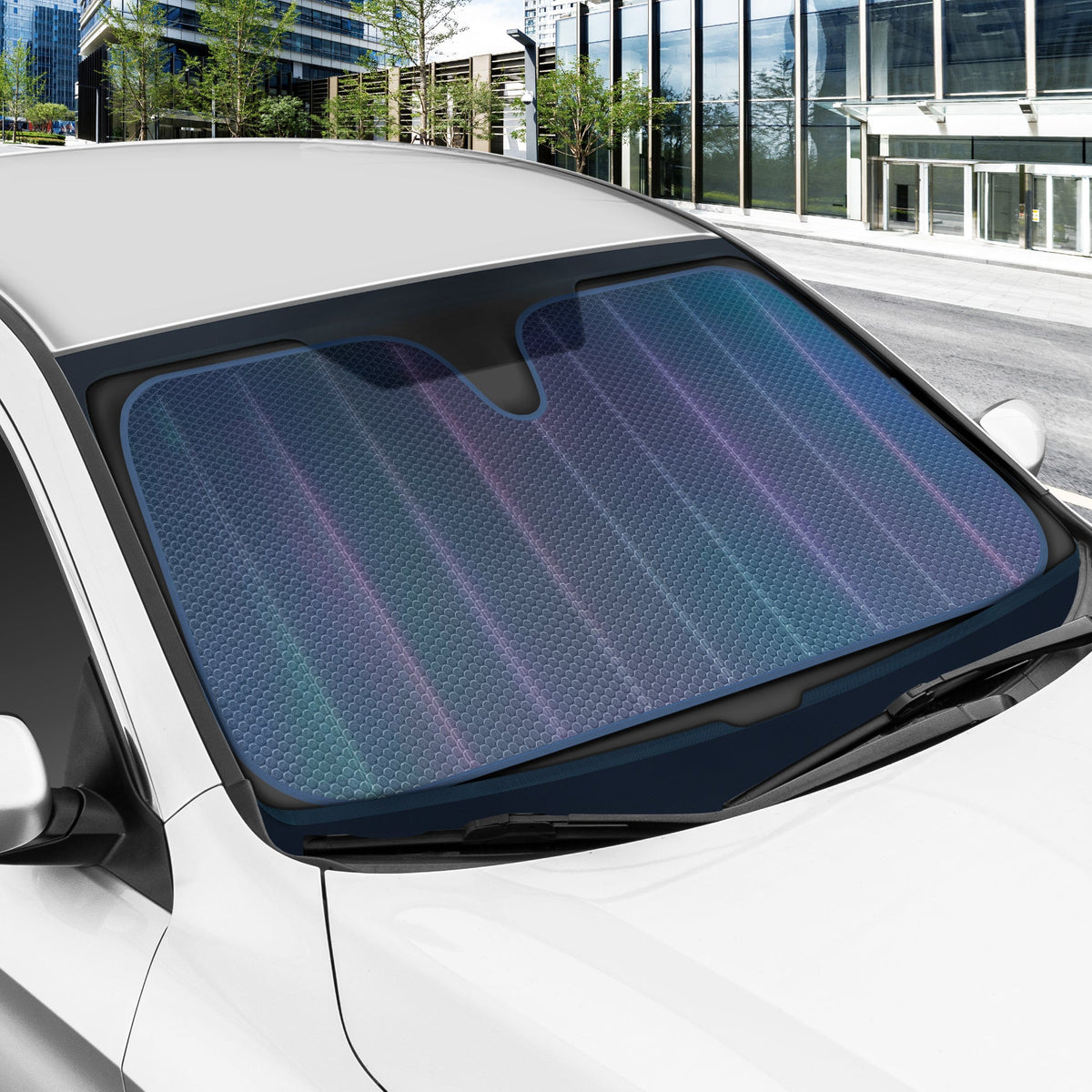 BDK Iridescent Mermaid, Hologram Foil, Chameleon Front Windshield Sun Shade, Double Bubble Accordion Folding Auto Sunshade for Car Truck SUV 58 x
