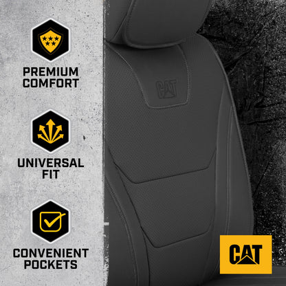 CAT® Edge Deluxe Car Seat Covers for Front Seats - Premium Two-Tone Faux Leather Seat Covers for Cars with Universal Fit, Rugged Automotive Seat