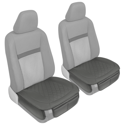 MotorTrend 2-Pack Padded Faux Leather Diamond Stitched Seat Covers with Front Storage Pockets