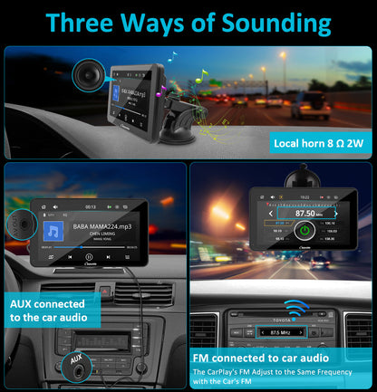 Carpuride Portable Wired CarPlay - Apple CarPlay/Android Auto /7"IPS Touch Screen/ Multimedia Bluetooth Navigation Dashboard