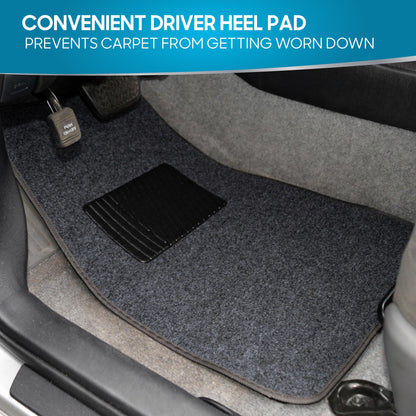 BDK 4-Piece Premium Carpet Non-Slip Heel Pad Front Floor Mats and Rear Floor Mats