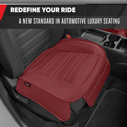 Motor Trend Faux Leather Front Seat Cover for Cars - Set of 2 Burgundy Front Car Seat Covers for SUV & Truck with Storage Pockets - Automotive