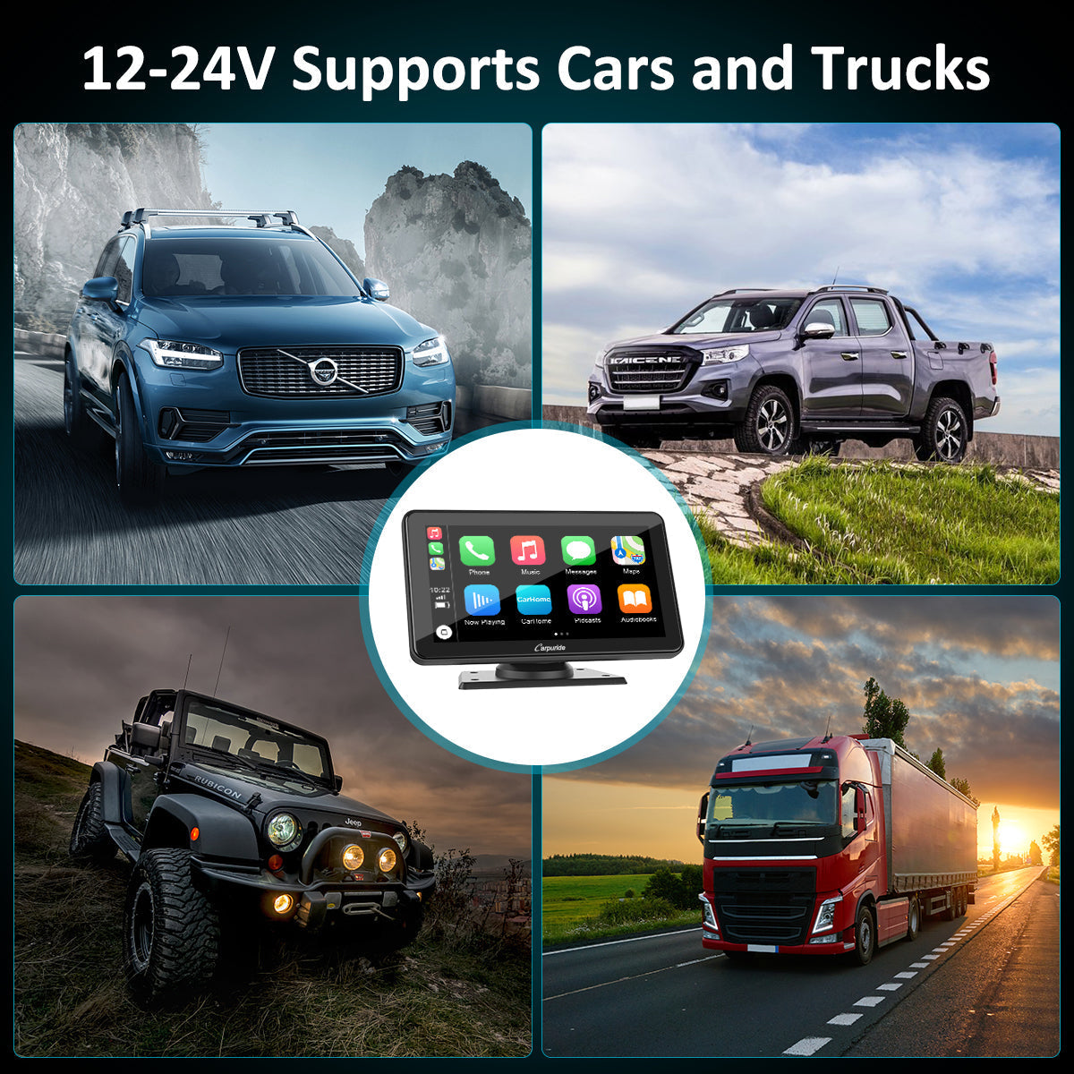 Carpuride Portable Wired CarPlay - Apple CarPlay/Android Auto /7"IPS Touch Screen/ Multimedia Bluetooth Navigation Dashboard