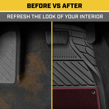 CAT 4-Piece Detachable Carpet Deep Dish Front Floor Mats and Rear Floor Mats - Heavy Duty, All Weather, Trim to Fit
