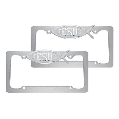 Chrome Plated Rust-Proof Die-Cast Stainless Metal License Plate Frame/Holder Universal Size - Blank Metal Design (Pack of 2)