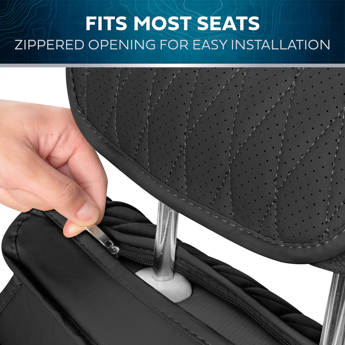 Car Seat Covers - DiamondLux Edition Premium Faux Leather Seat Protectors - Double Cross Stitched Cushioned Automotive Accessories for Trucks