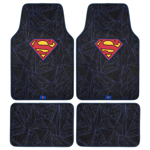 Warner Bros DC Comics 4-Piece Superman Logo Front Floor Mats and Rear Floor Mats