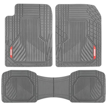 MotorTrend 3-Piece Raised Ridge Multi-Channel Front Floor Mats and Rear Floor Mat - Heavy Duty, All Weather, Trim to Fit