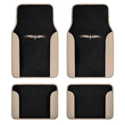 BDK 4-Piece Design Print Carpet Front Floor Mats and Rear Floor Mats