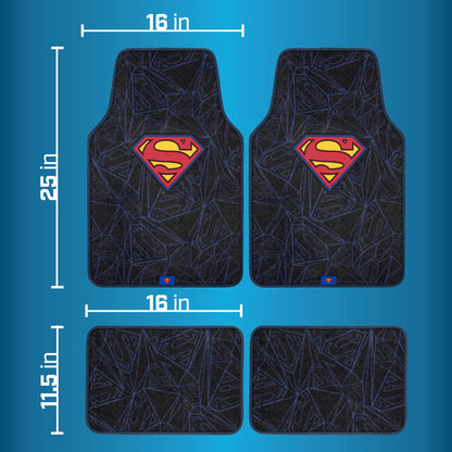 Warner Bros DC Comics 4-Piece Superman Logo Front Floor Mats and Rear Floor Mats
