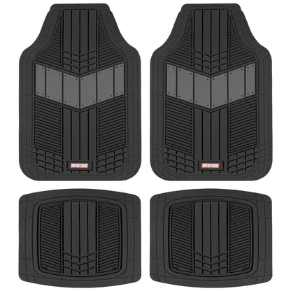 MotorTrend 4-Piece DualFlex Deep Drainage Channels Front Floor Mats and Rear Front Floor Mats - Heavy Duty, All Weather, Trim to Fit - Gray