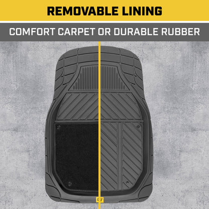 CAT 4-Piece Detachable Carpet Deep Dish Front Floor Mats and Rear Floor Mats - Heavy Duty, All Weather, Trim to Fit