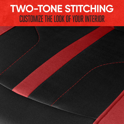 Motor Trend Red Cloth Car Seat Covers for Front Seats - Premium Automotive Bucket Seat Covers, Made for Vehicles with Removable Headrests