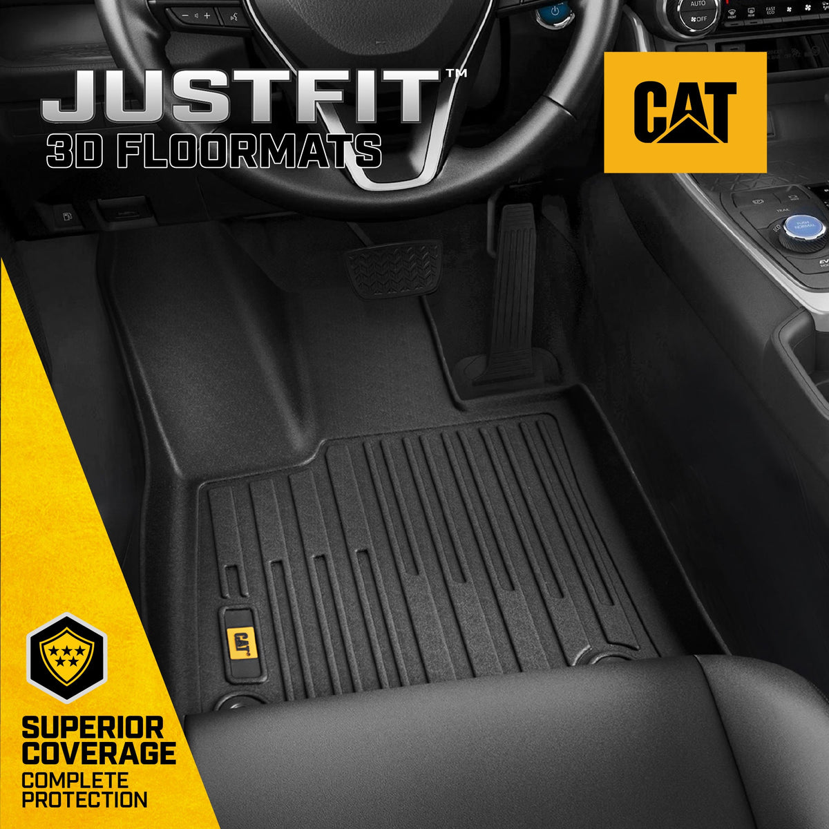 CAT® JustFit™ 3D Custom Fit Floor Mats for Toyota RAV4 2019 2020 2021 2022 2023 2024 - Heavy Duty Floor Liner Protection Laser Measured, Toyota